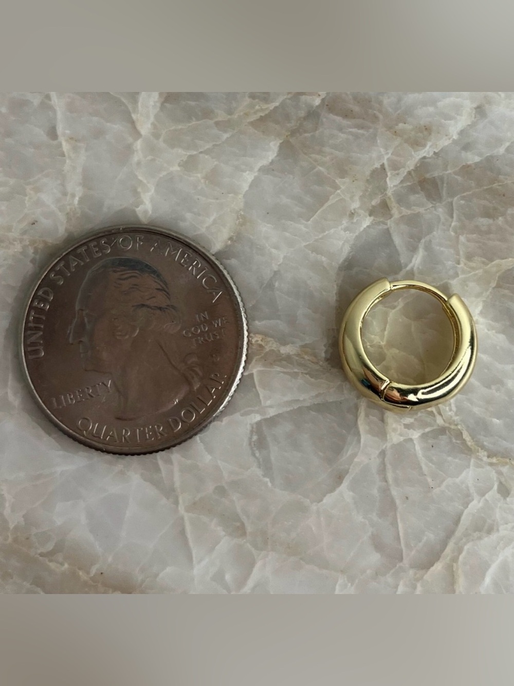 14k Gold Chunky Huggie Hoop Earrings - Picture 7 of 10